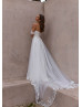 Ivory Lace Tulle Structured Wedding Dress With Detachable Straps